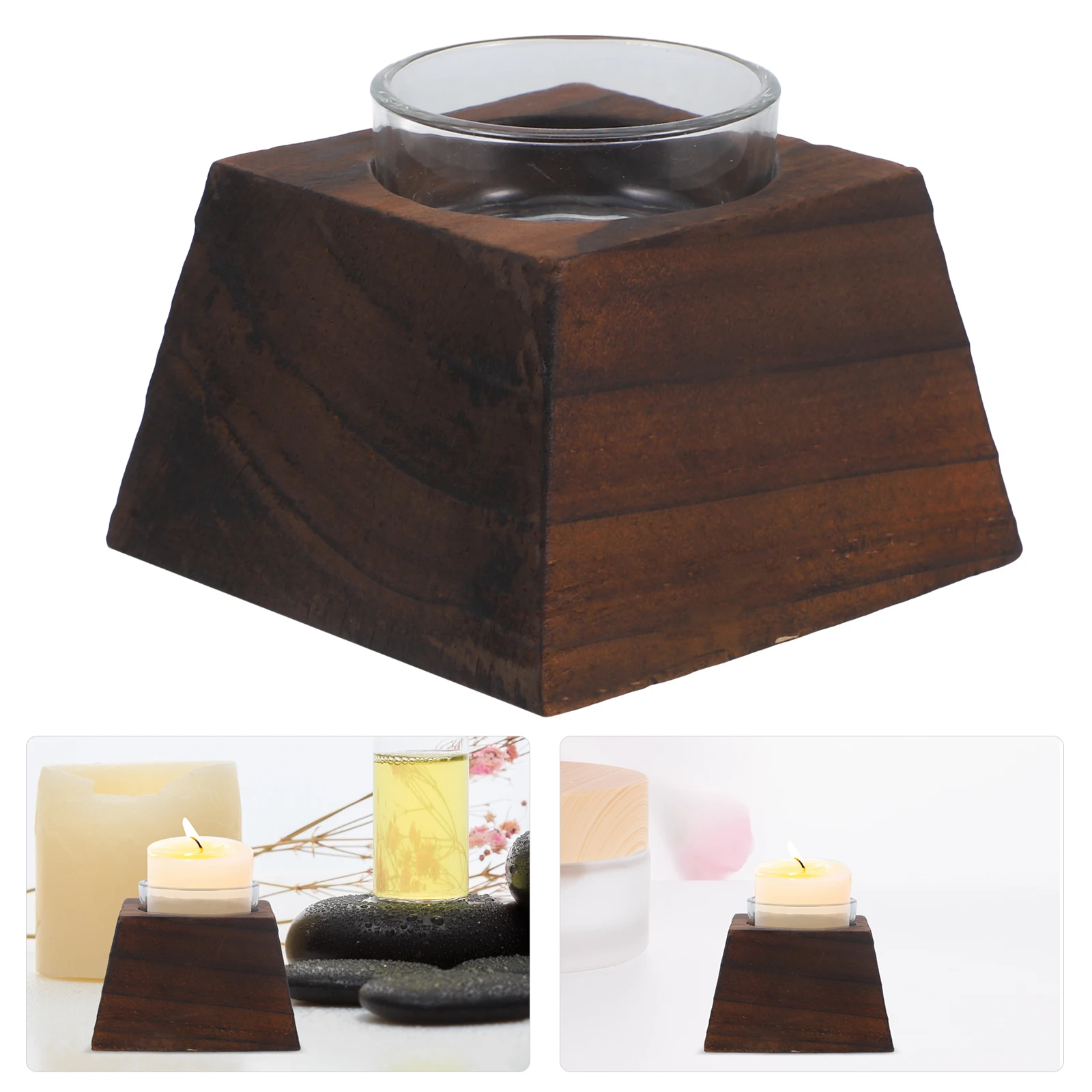 

1pc Wooden Holder Natural Tealight Stand Small Candlestick For Home Decor Desktop Ornament Household Decoration Gift Tea