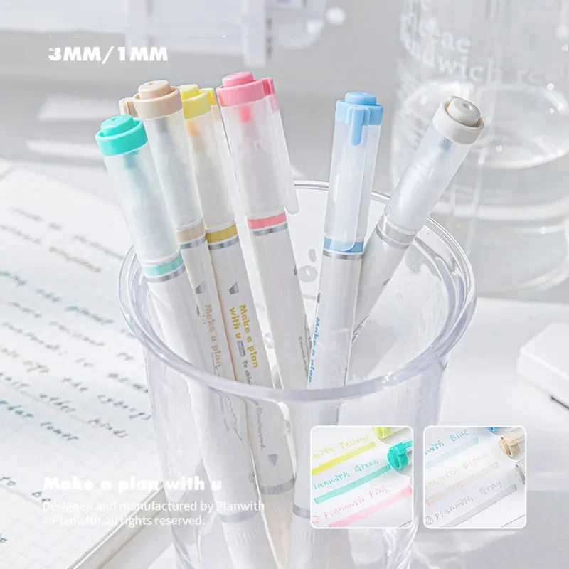 

3 Pcs Lovely Paint Marker Simplicity Korean Fashion Creative Highlighter Double Head DIY Scrapbook Maker Pen Writing Supplies