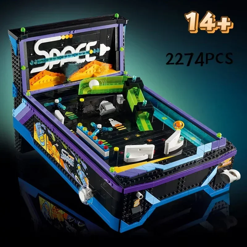 New 2274PCS Retro Game Table Model Arcade Pinball Machine Building Blocks, Assembly Birthday Gift