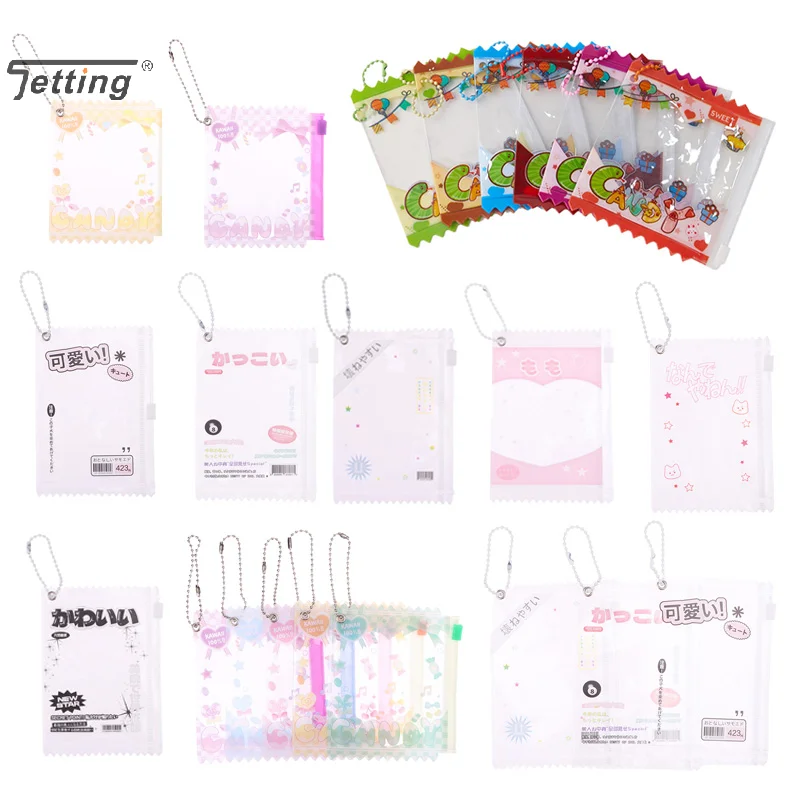 Transparente Süßigkeiten-Tasche, Kpop-Kartenhülle mit Reißverschluss, PVC, Fotokartenhalter, Requisite, Abzeichen, Karten, Film, Spielkartenschutz, Aufbewahrungstaschen