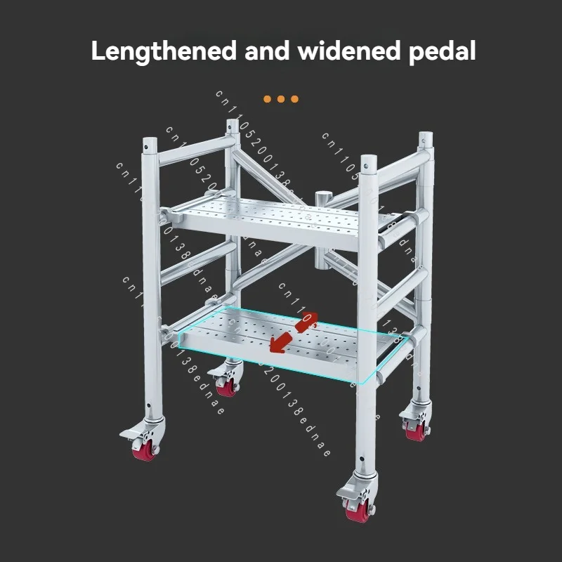 Folding Lifting Scaffold Platform, Thickened Steel Pipe Mobile Horse Stool with Portable Wheels for Construction