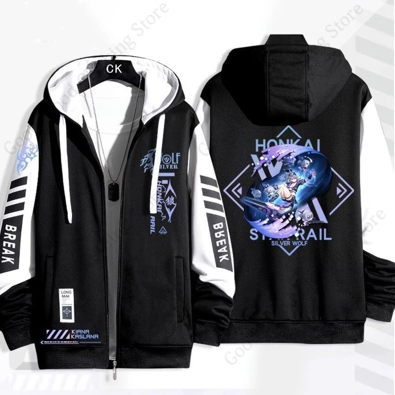 Honkai：Star Rail Zipper Hoodie Silver Wolf Merch Fashion Anime Cartoon Print Hoodies Men Women Autumn Warm Hooded Sweatshirt