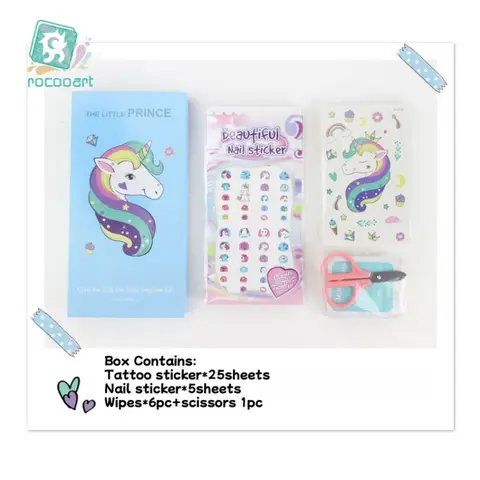 37PCS Birthday Gift Supplies Contains Temporary Tattoo Sticker,Nail Sticker For Unicorn Party Favors For Girls Children