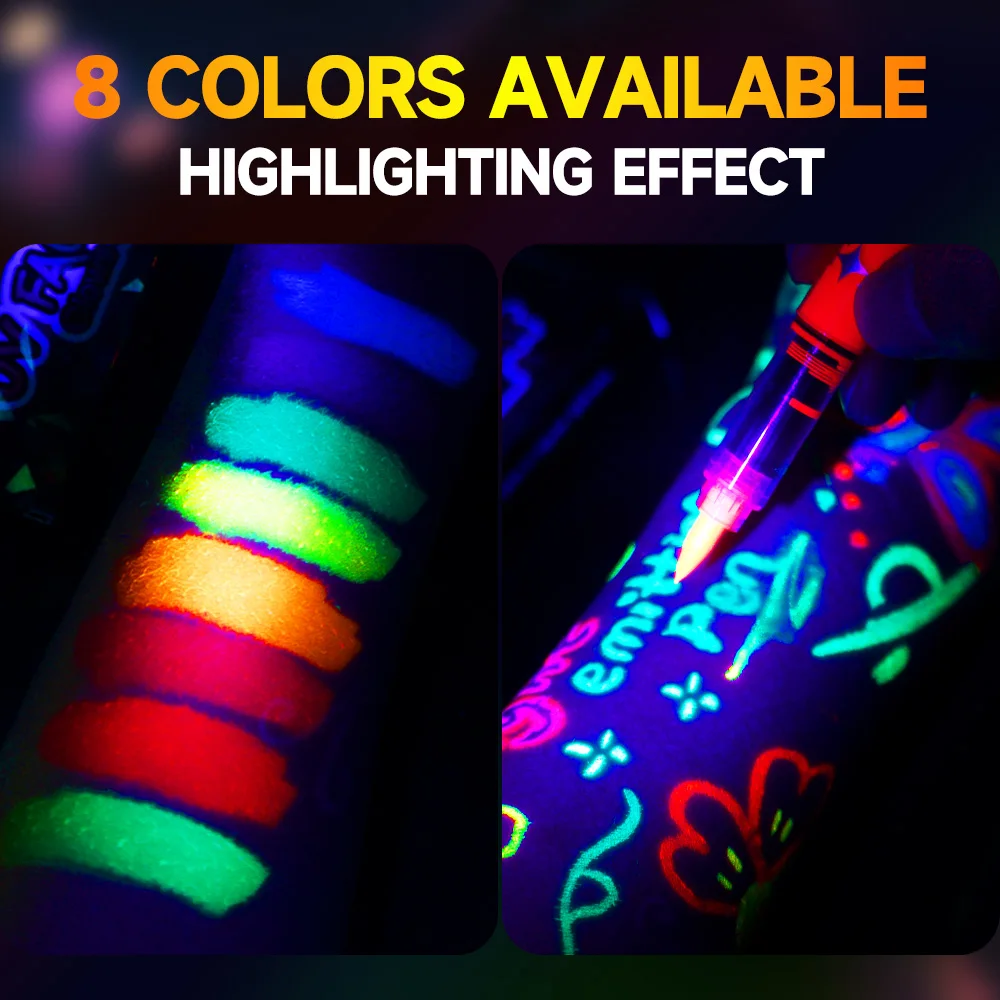 8 Colors Highlighters Luminous Highlighters Soft 1-5mm Pen Tip Halloween-Exclusive Paintbrush for Painting Drawing CD DIY Cup