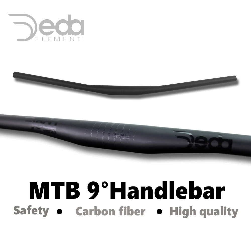 Deda-Mountain Bike Handlebar, Matte Black, XC MTB, 9Degree, Full Carbon, 31.8mm x 680-760mm, Bicycle Parts