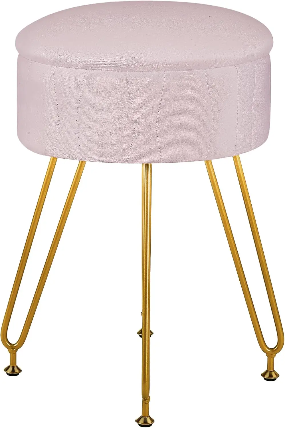 

Vanity Stool With Storage, Velvet Chair For Vanity, Strong Metal Legs, Anti-Slip Feet, Padded Seat For Make Up, Bedroom, Living