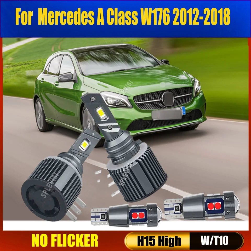 

H15 LED Car Headlights DRL Bulb High Bright Light Auto Bulbs Lamp 6000K CSP CHip With Fan For Mercedes A Class W176 2012-2018