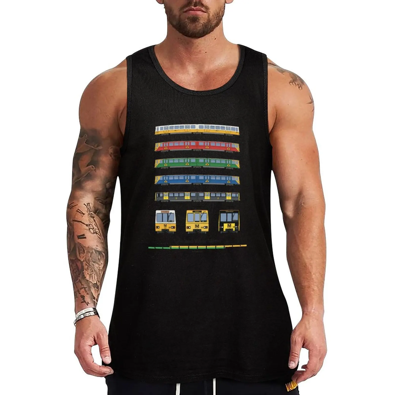 

Tyne and Wear Metro Liveries Tank Top Clothing sleeveless shirt man gym Men's sleeveless Bodybuilding clothing man