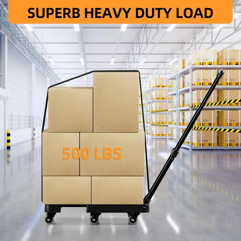 

Folding Hand Trucks, Heavy Duty Dolly Cart with 6 Wheels & 2 Elastic Ropes, Foldable & Ideal for Luggage,Travel,Moving,Shopping