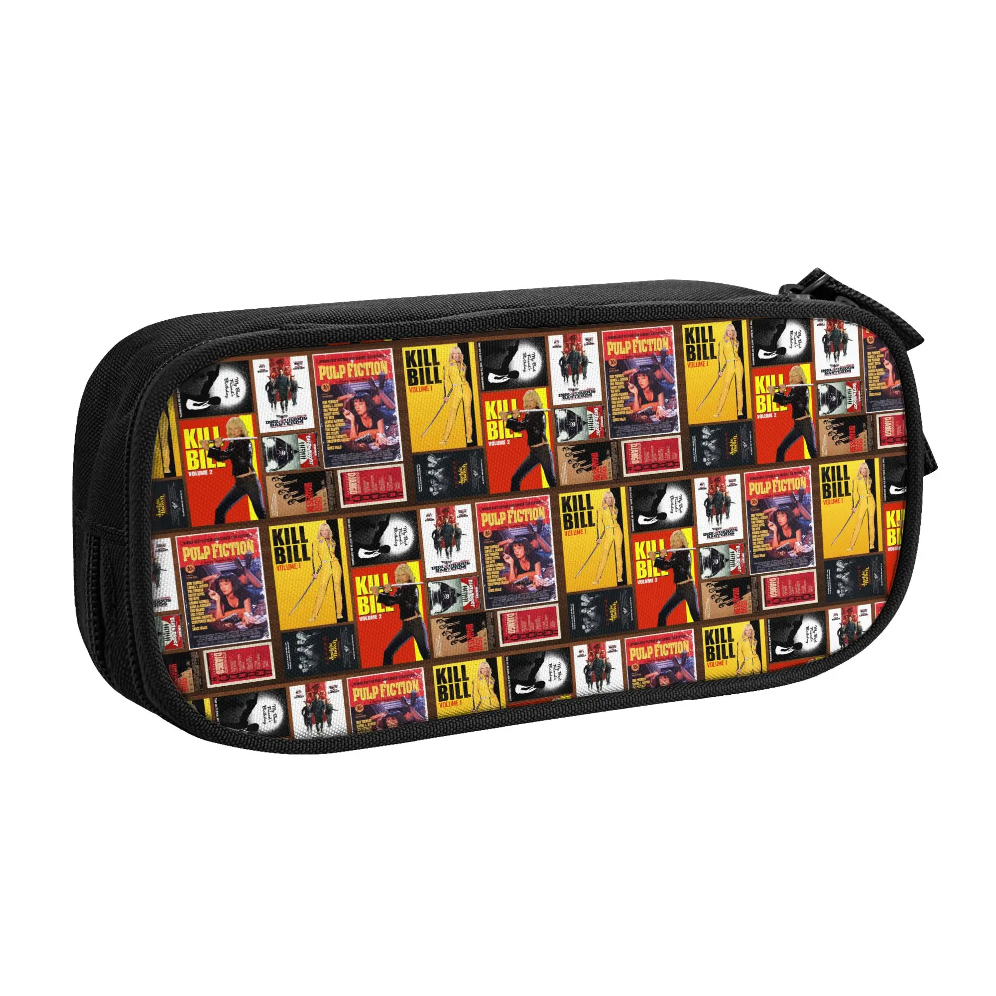 Quentin Tarantino Movie Collage Pencil Case for Girl Boy Big Capacity Pulp Fiction Kill Bill Pen Bag Box Stationery