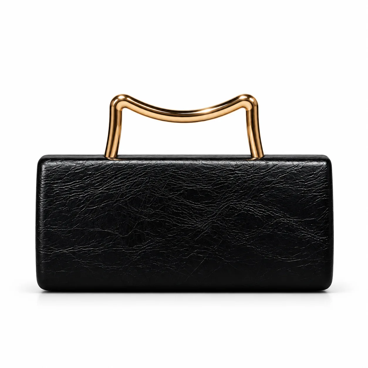 Rectangle Pleated PU Leather Evening Bags Metal Handle Retro Pure Color Handbags Women's Purses Wedding Party Banquet Bag