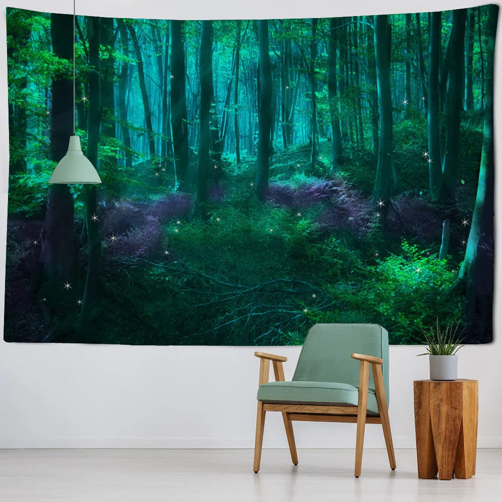 Sonho floresta cabine tapeçaria cena dos desenhos animados parede pendurado kawaii pano de fundo psicodélico bruxaria boêmio decoração do quarto