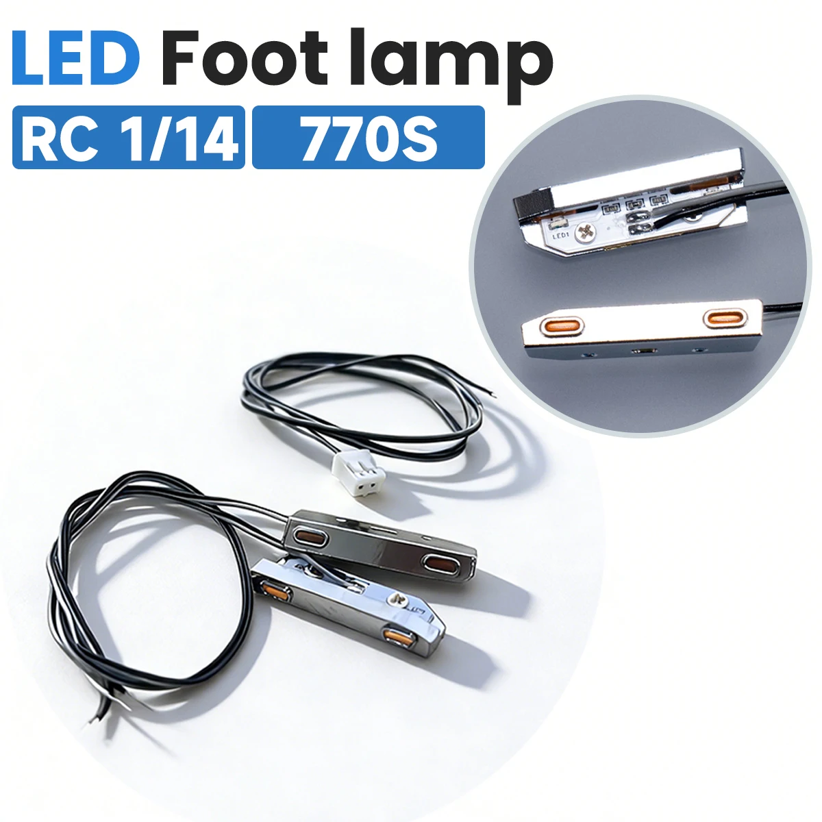 JTD-770 LED Foot Lamp Step Side Lights For 1/14 Tamiyaa RC Truck Tractor 770S 6X4 56368 8X8 56371 DIY Toy Cars Model Accessories