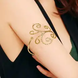Bohemian Charm Upper Bracelet Arm Chain Metal Hollow Out Geometric Pattern Retro Arm Cuff Bangle Body Bracelets