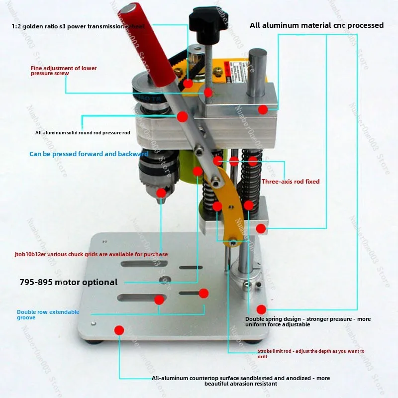 Mini Electric Desktop Bench Drill, DIY Watch Repair Tool, Household Drilling Machine, Variable Speed, DC