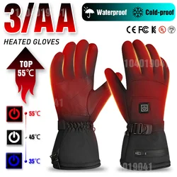 Winter Heated Gloves With Battery Case Skiing Outdoor Non-slip Electric Heated Gloves Waterproof Gloves Touch Screen Motorcycl