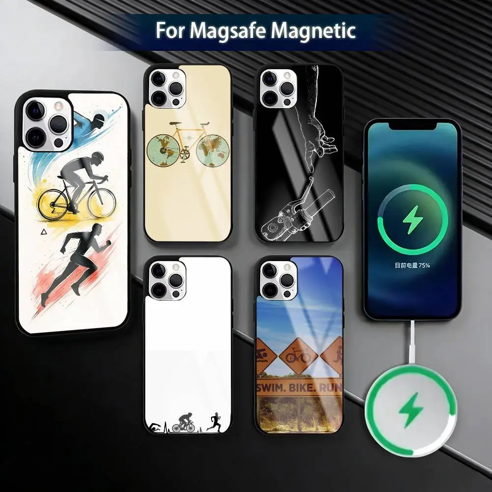 

Triathlon Swim Bike Run Tri Life Phone Case For iPhone17,16,15,14,13,12,11 Plus,Pro Magnetic with Magsafe Wireless Charging