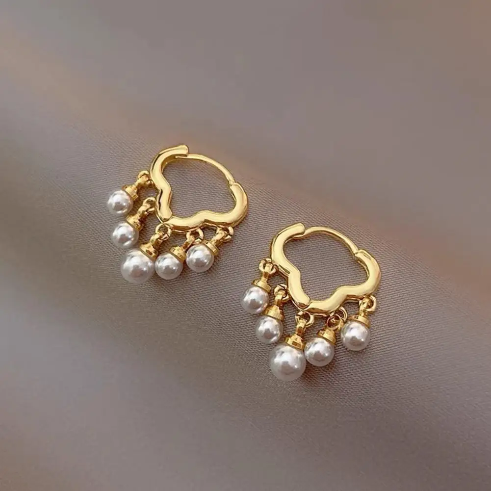 

Tassel Dangle Earrings Elegant Faux Pearl Tassel Huggie Earrings for Women Cloud Shape Metal Prom Party Jewelry Lady Birthday