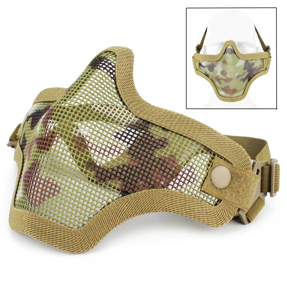 Militar Airsoft Mask Breathable Low Carbon Steel Mesh Protective Shooting Paintball Mask Half Face Hunting Tactical Army Mask