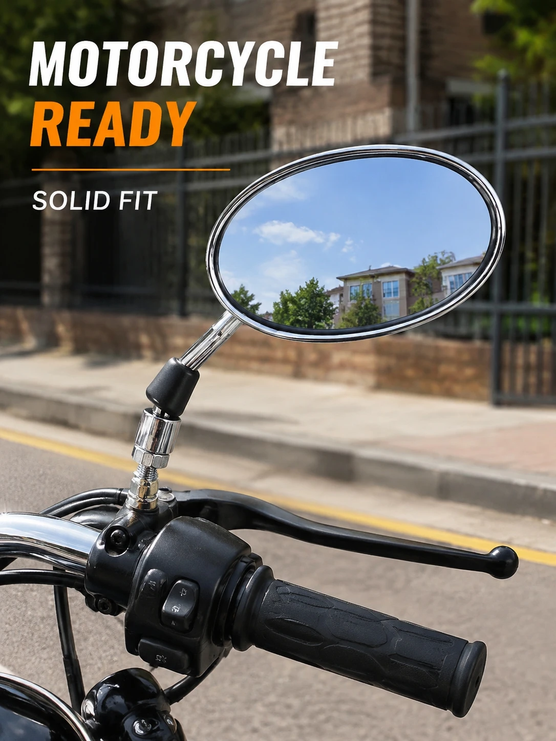Universal Motorcycle Rearview Mirror Oval Side Mirror M8 M10 Thread HD Convex Glass for Scooter Electric Bike Tricycle