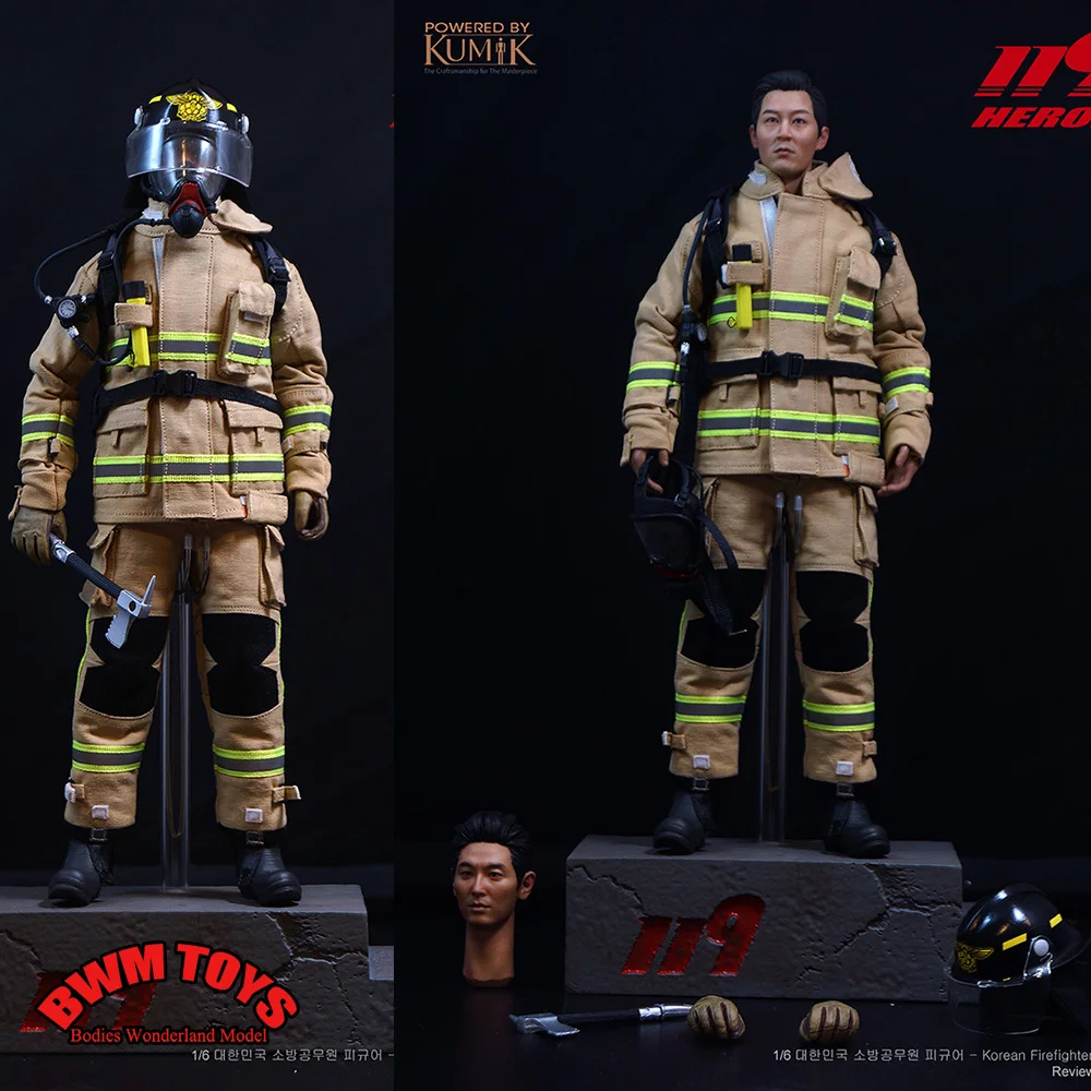 KUMIK KMF23-F02 1/6 Scale Collectible Korea Firefighter 119 Heroes 12 inches Full Set Male Solider Action Figure Model Toys