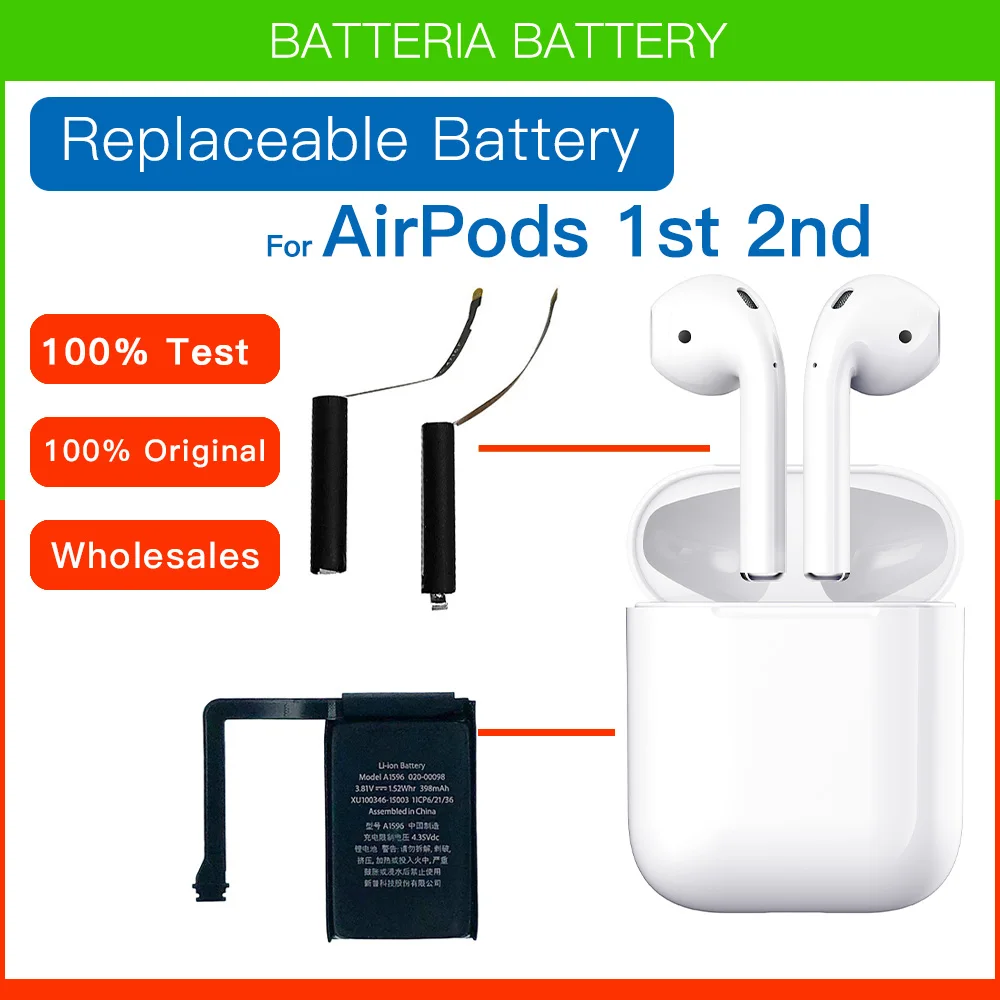 100% Оригинальный запасной аккумулятор GOKY93mWh A1604 для Apple Airpods 1st 2nd A1604 A1523 A1722 A2032 A2031 Air Pods 1 2 батарея