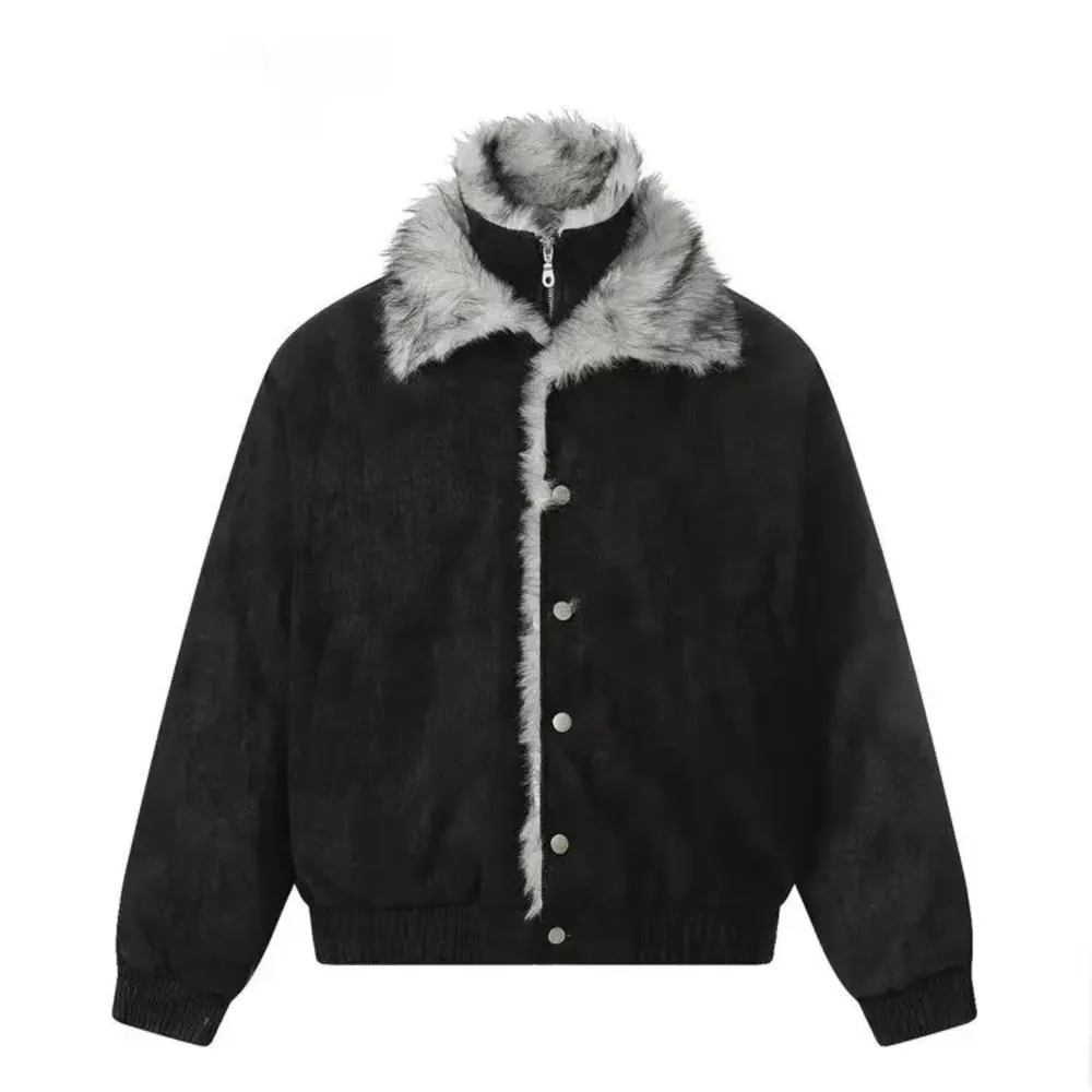 Men's Winter Thickened Fleece Lined Hooded Cotton Jacket Couple's Matching Outerwear Casual Comfortable Zipper Closure Coat