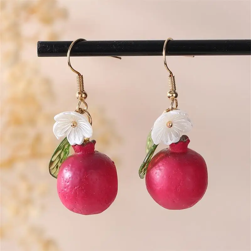 Niedliche Frucht-Blumen-Blatt-Ohrringe Blaubeere Zitrone Orange Traube Erdbeere Granatapfel Ohrringe Damen Modeschmuck Geschenke – Detail 11