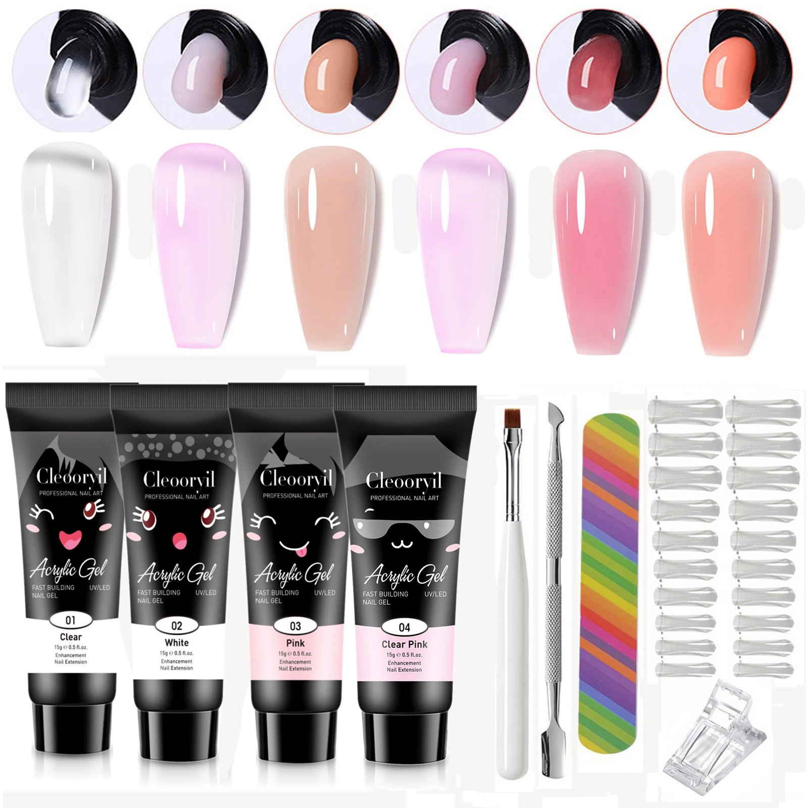 9in1 15ML Nagelverlängerungsgel Poly Semi Permanent Hard Gel Acryl Weiß Klar Nude Gel Nagellack Nail Art