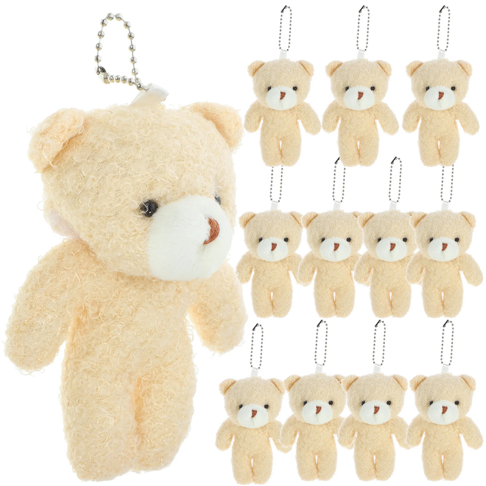 

12 Pcs Bear Pendant Keychain Backpack Charms Small Keychains Car Mirror Stuffed Animals Pp Cotton