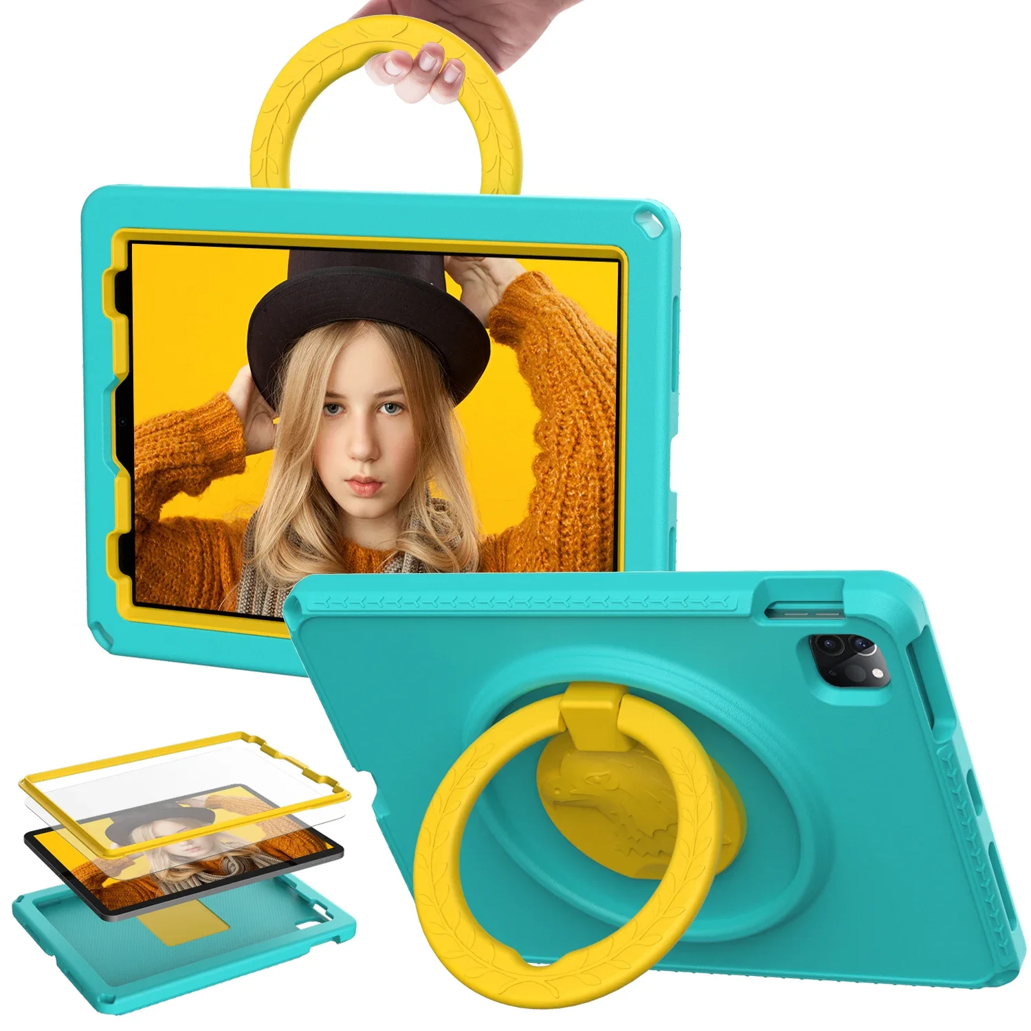 

For iPad Case Pro Air 4 5 7th 8th 9th 10th Generation Mini 6th 10.2 11 10.9 inch Bracelet Stand Tablet Cover for Children Gift