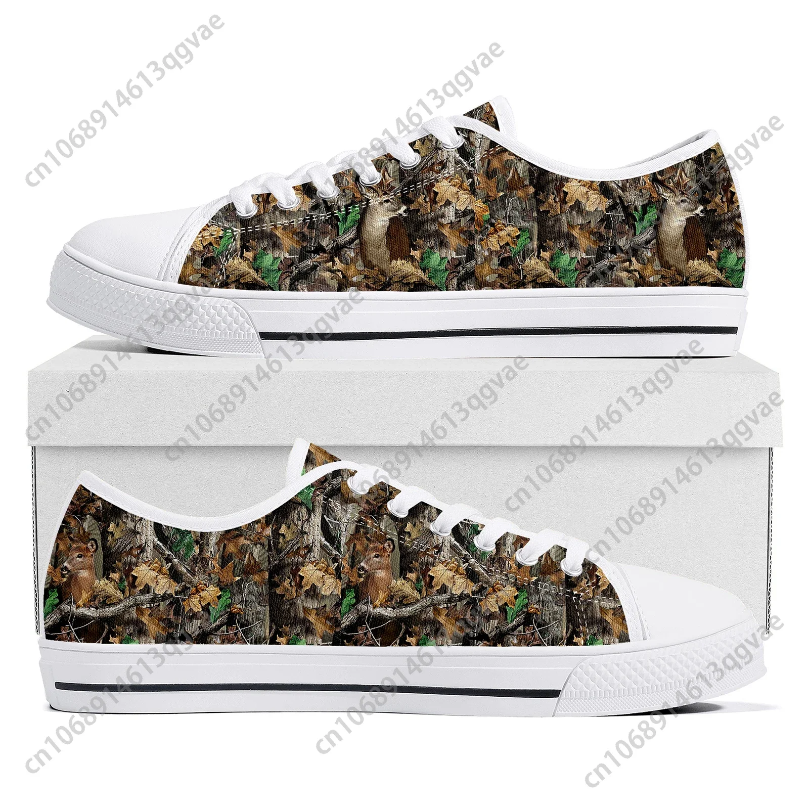 Camo Deer Camouflage Hunting Low Top High Quality Sneakers Mens Womens Teenager Tailor-made Canvas Sneaker Casual Couple Shoes