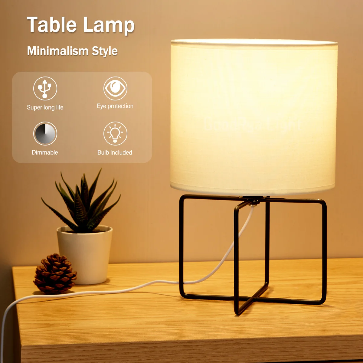 Japanese Design Style Bedside LED Table Lamp Room Desk Lighting USB \\With Cable Bedroom Aesthetic Desktop Decoration Night Light