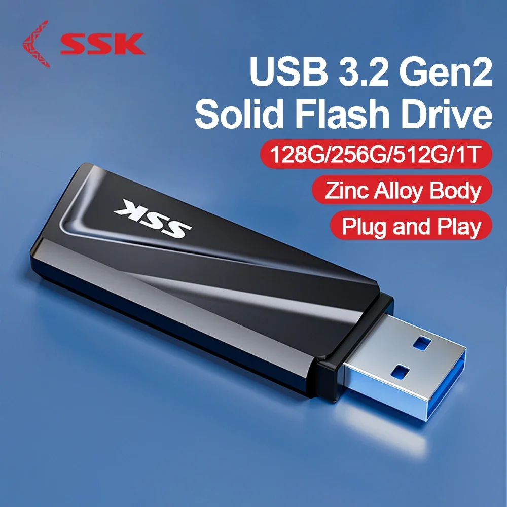 SSK 550MB/s USB 3.2 Gen2 Solid State Pen Drive High Speed USB Type C OTG Flash Drive 2TB 1TB 512GB 256GB 128GB Pendrive For PC