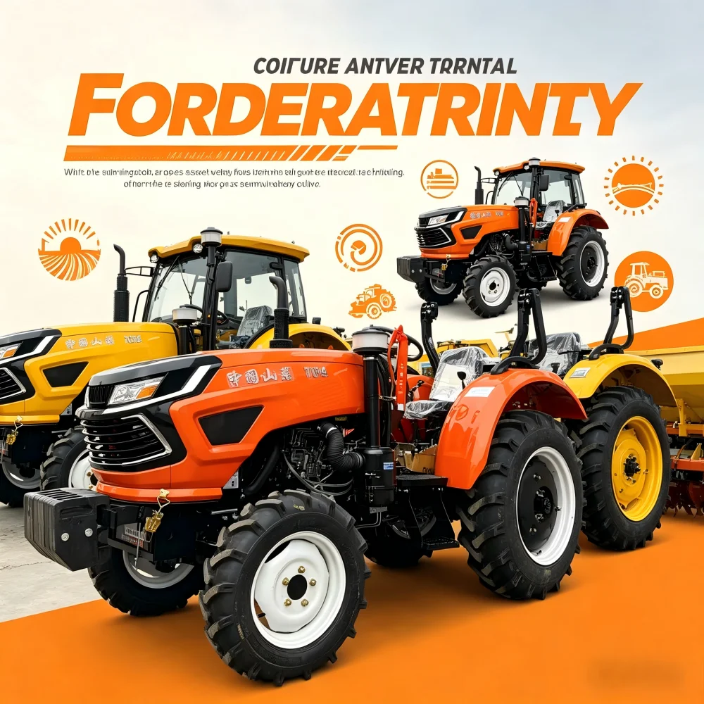 70HP 4WD Farm Tractor Shock Absorbing Cabin Agricultural Farming Equipment