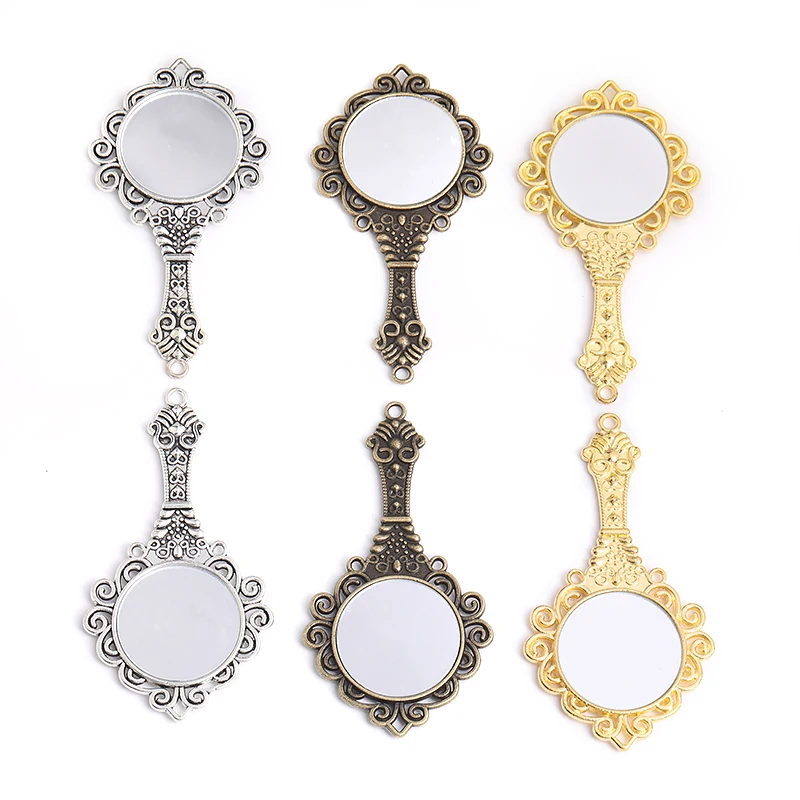 Vintage 2 pcs metal mirror charms fit DIY Handmade necklace earring bracelet charms Jewelry Making