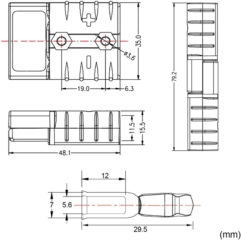 Per connettori Anderson Style 50A 600V 6-12AWG AC/DC Utensile elettrico per connettori terminali solidi placcati 6AWG