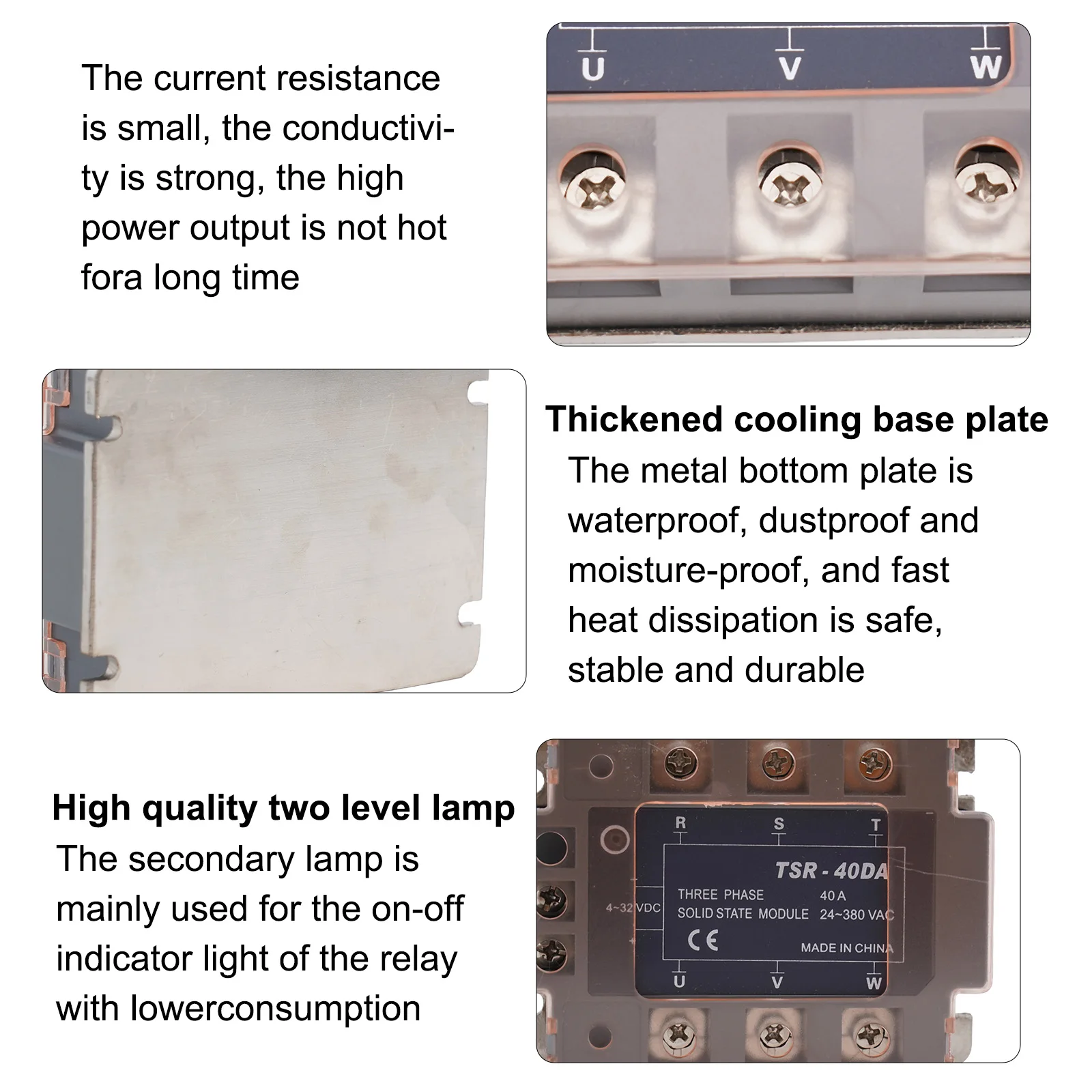 New TSR-40DA Three-Phase Solid State Relay Module AC380V 40A SSR DC Controlled AC Electrical Equipment Accessories Hot Sell