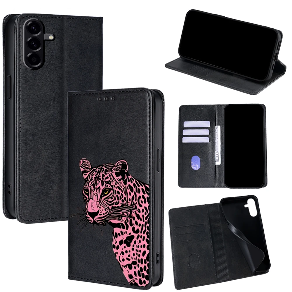 Gepardenmuster Magnet Ledertasche für Samsung Galaxy S25 Ultra S25 FE S24 S23 S22 Plus A17 A07 A56 A36 A26 Flip Wallet Cover