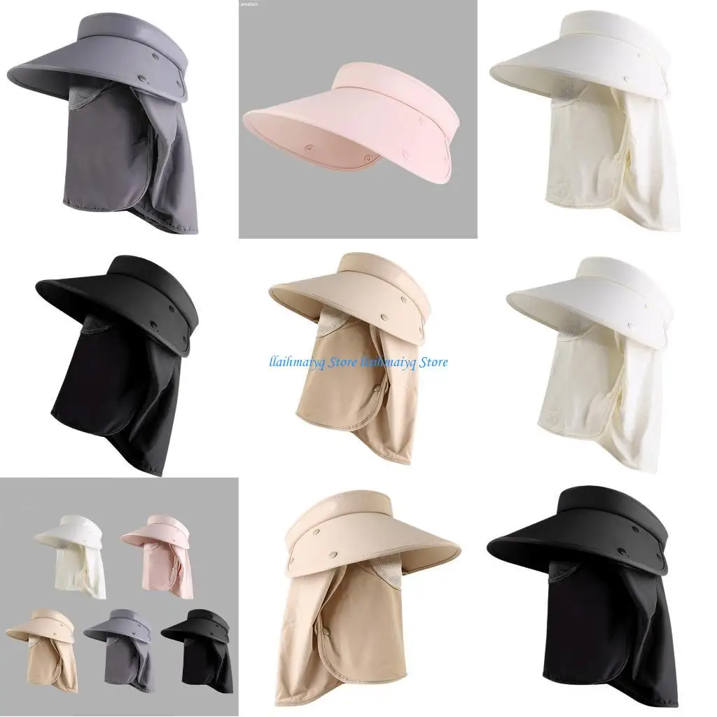 

573B Removable Shield Fisherman Sun Hat Breathable Hollow Hat Outdoor Sunproof Hat