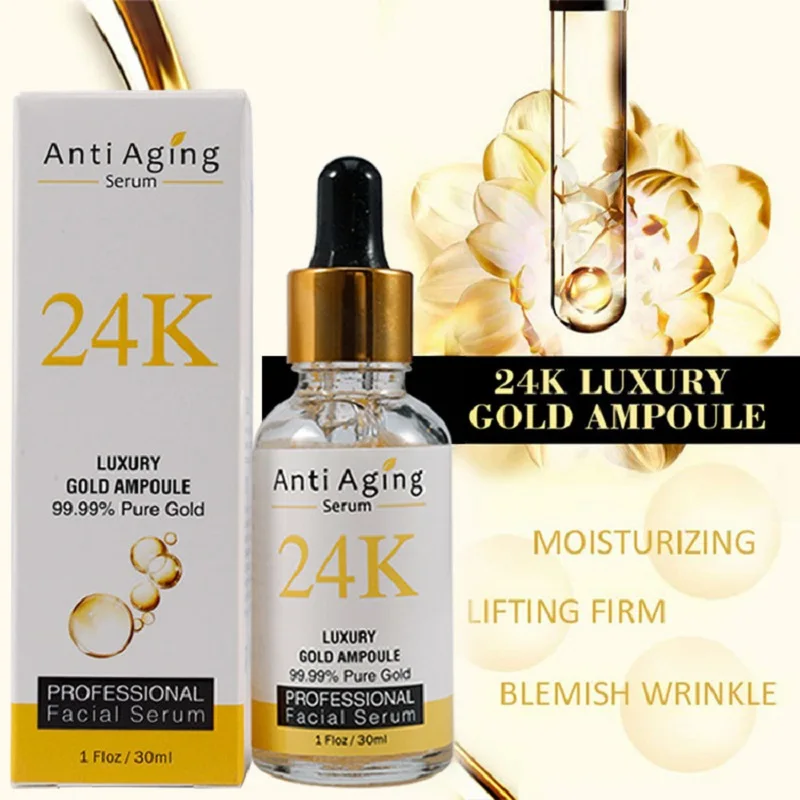 

30ml/100ml 24K Gold Luxury Facail Essence Oil Hyaluronic Acid Serum Moisturizer Skin Care Products