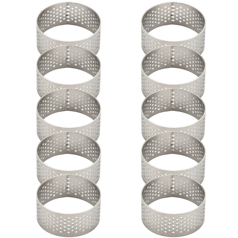 

10Pcs 4.5cm Round Stainless Perforated Seamless Tart Ring Quiche Ring Tart Pan Pie Tart Ring with Hole Tart Shell Ring