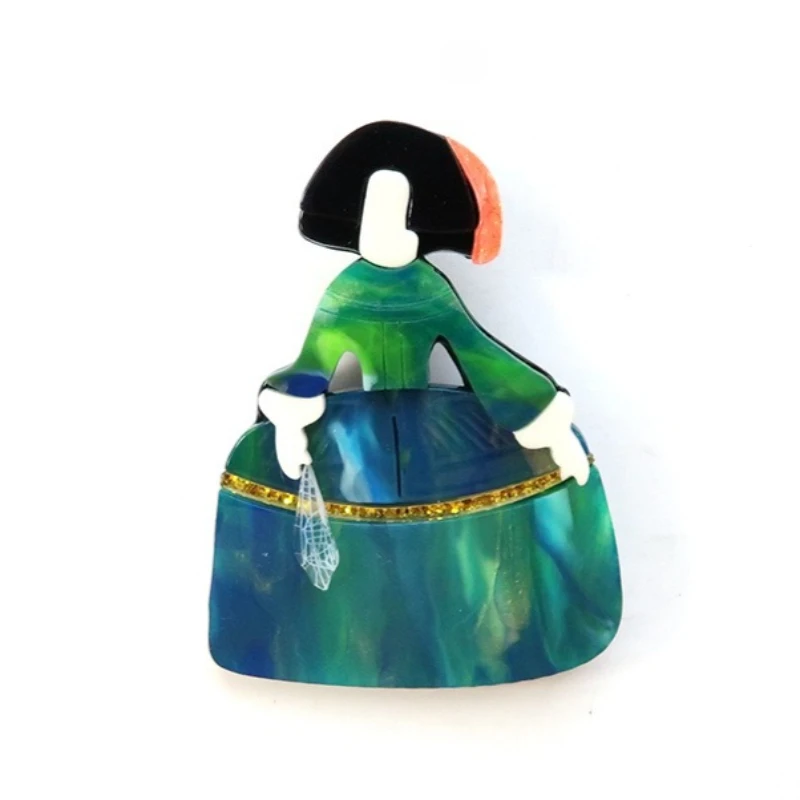 

Акриловая брошь с мультяшной девочкой, оригинальный миниатюрный смешанный портрет, булавка-аксессуар для одежды