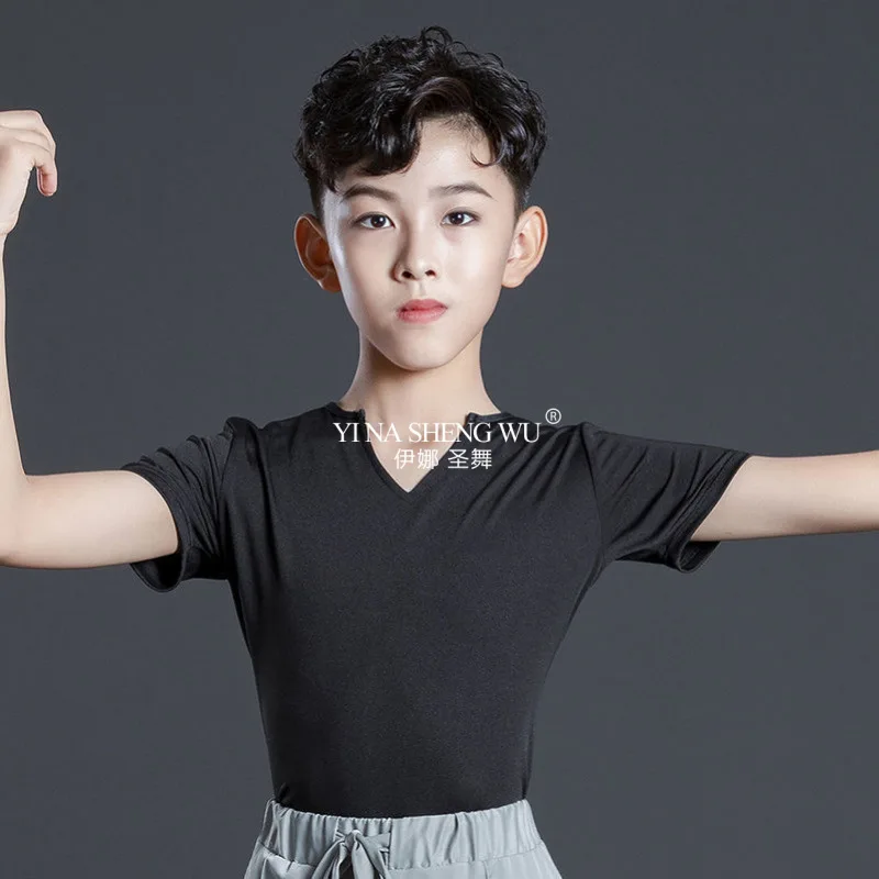 Jongens Latin Dans Kostuum Kinderen Professionele Stijldansen T-shirt Broek Pak Rumba/Cha Cha/Samba Prestaties danskleding