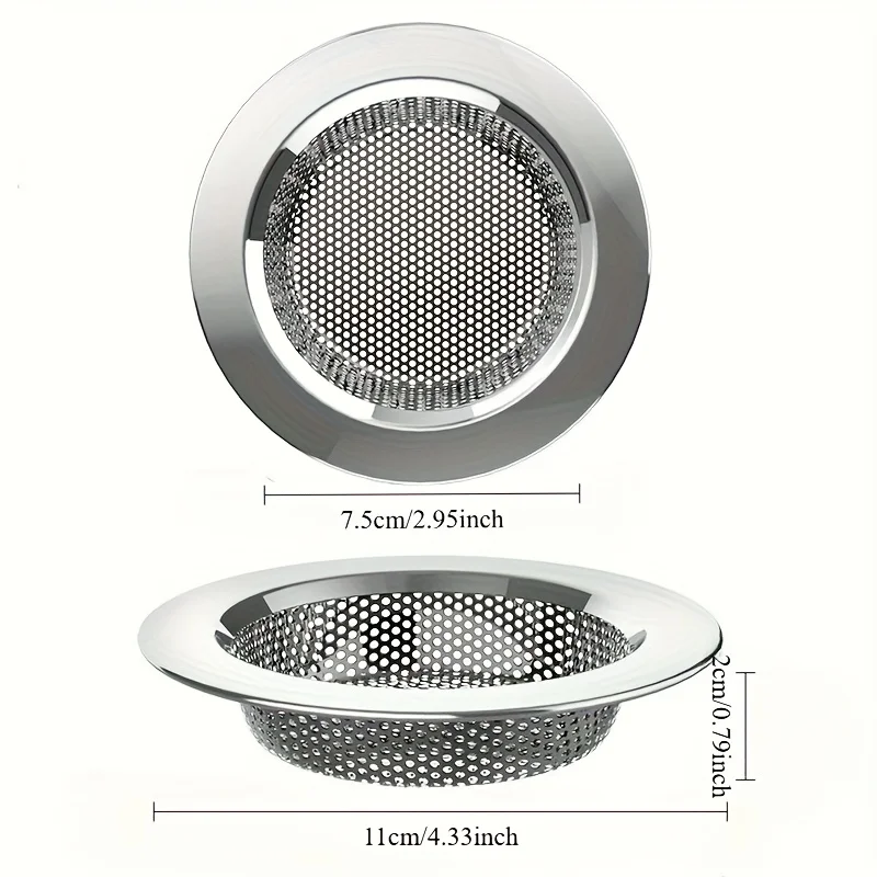 Two-Pack Double-Layer Anti-Clogging Sink Strainer 304 Stainless Steel Kitchen Drain Basket Suitable for Standard Kitchen Sinks, Suitable for Home and Commercial Kitchens to Prevent Clogging, Polished Surface, Long-Lasting Durability - Image 4