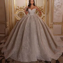 Vestido De Novia brillante sin mangas con cuello en V, lentejuelas, volantes, cuentas, Apliques De encaje, una correa, vestidos De Novia
