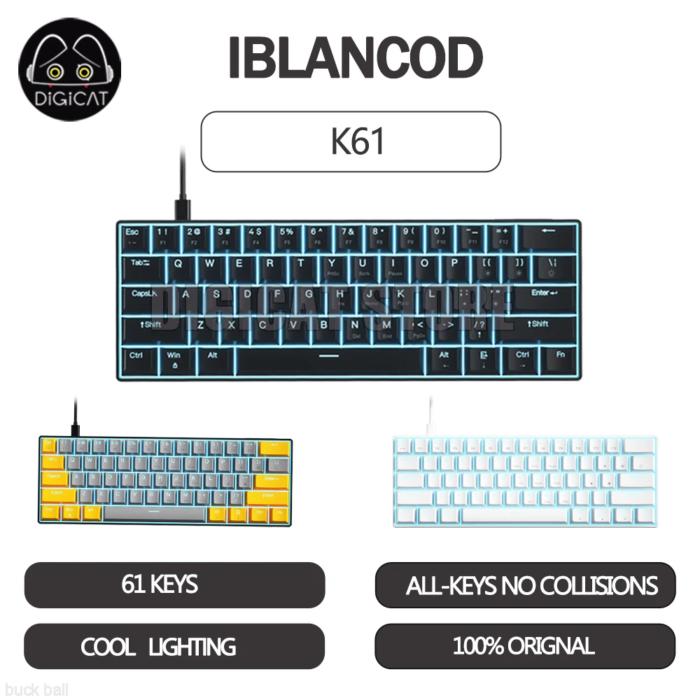 

Iblancod K61 Mechanical Gamer Keyboard Customization Gaming Keyboard ABS 61 Keys Connection Usb For Game Pc Office RGB Accessory