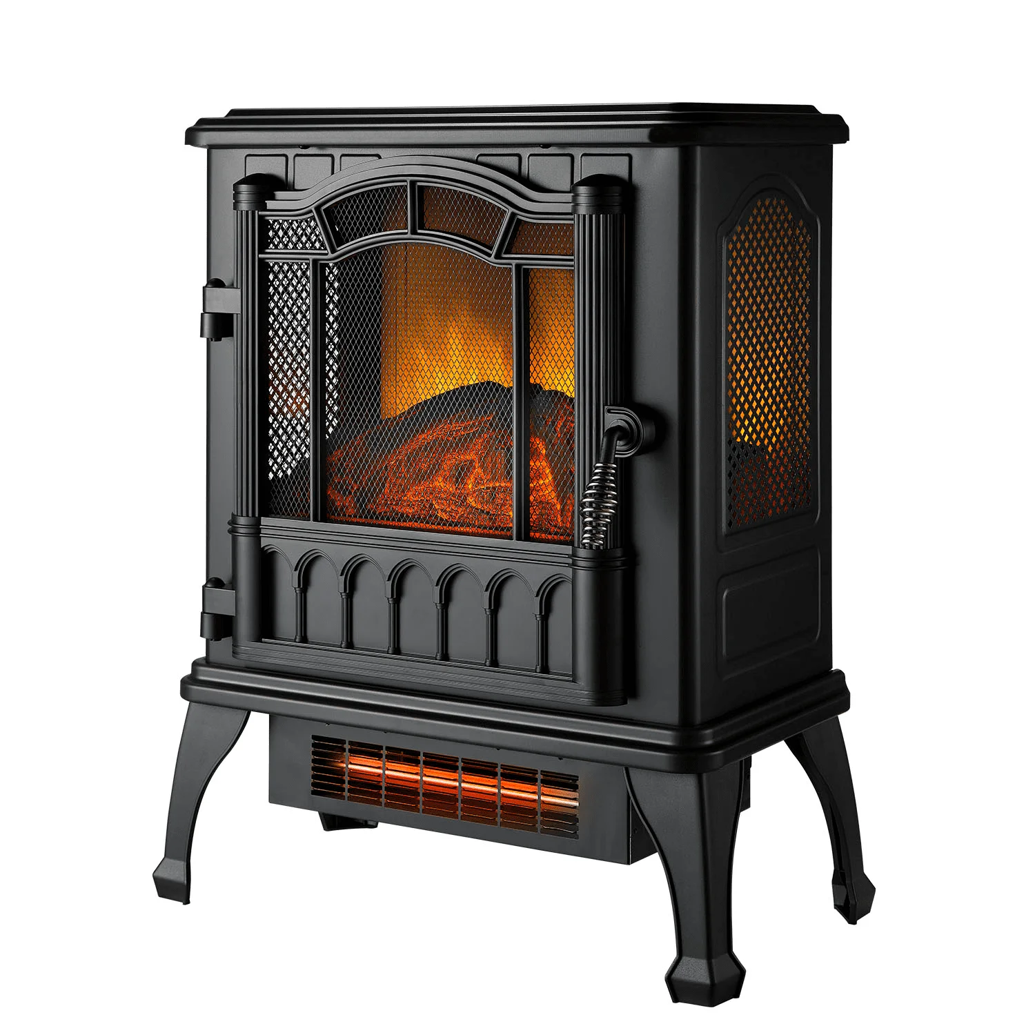 

1500w 2-Setting 3D Electric Stove Heater with Life-like Flame Black