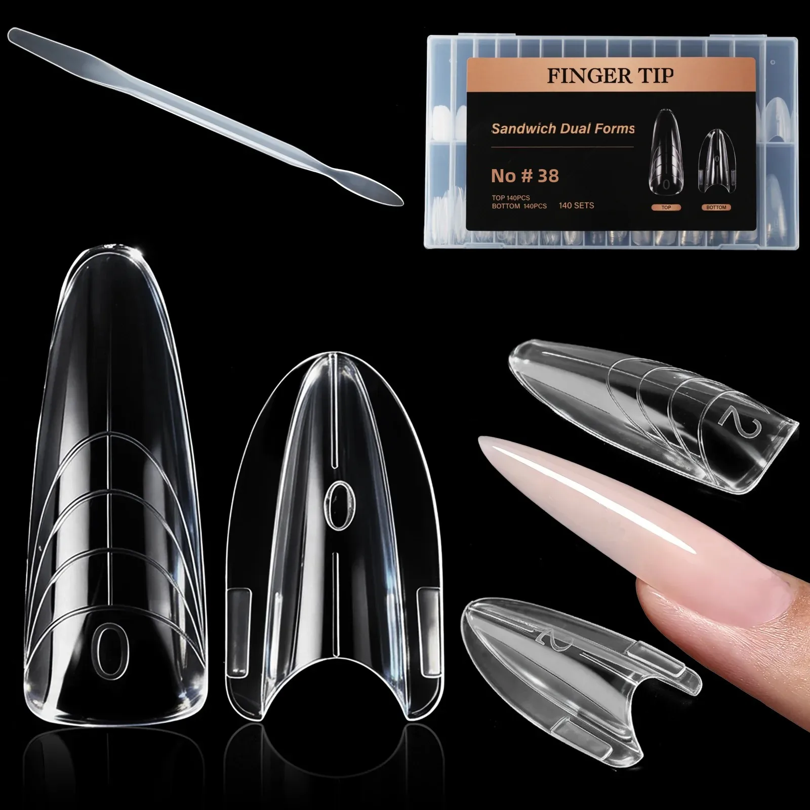 

280pcs/Box Sandwich Dual Nail Forms Reusable 14 Sizes Transparent Nail Forms For Rapid Nail Extension Nail Tools Nail Supplies