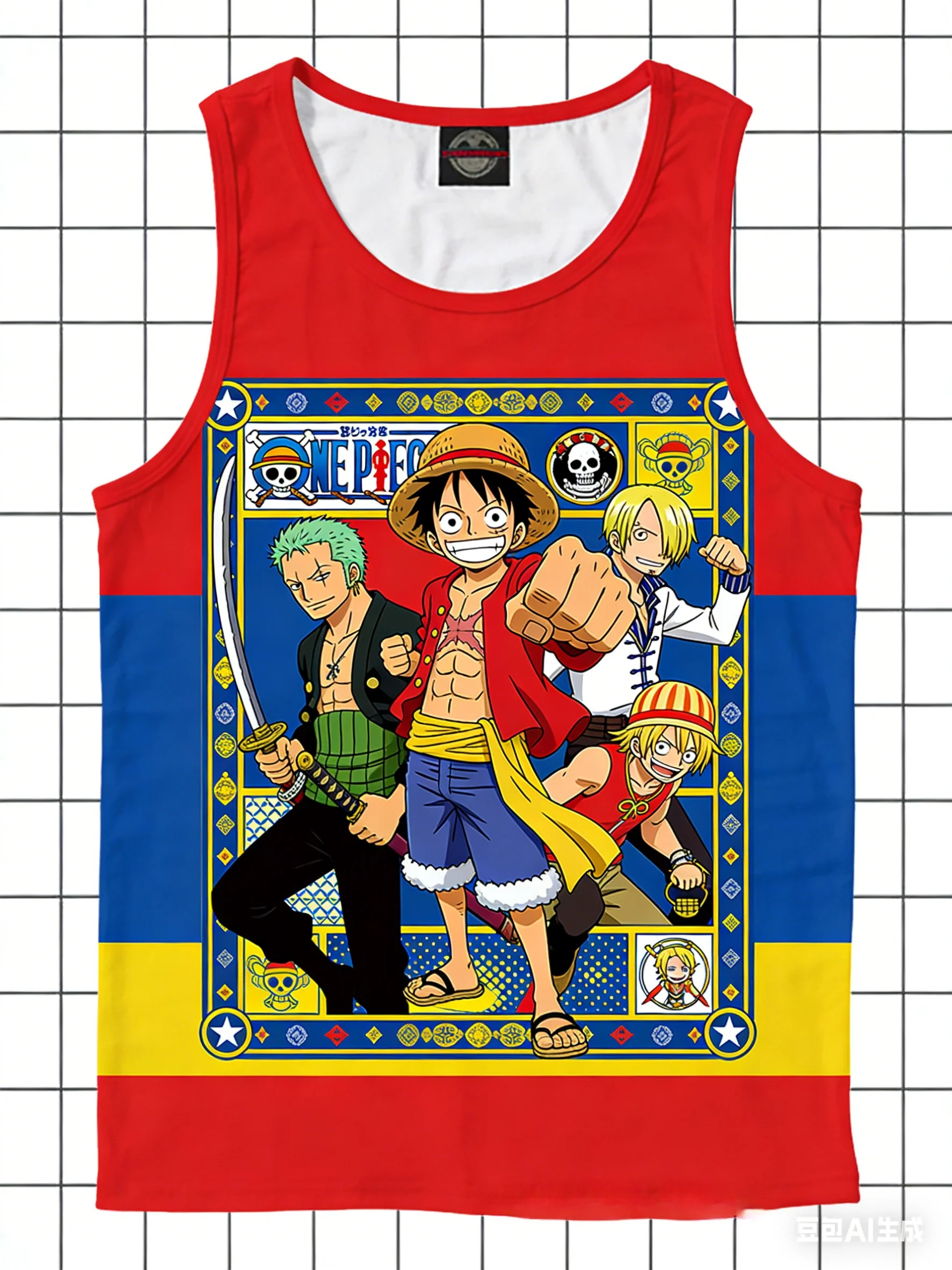 

One Piece Collaboration Tank T-Shirt Summer Loose Versatile Anime Print Top